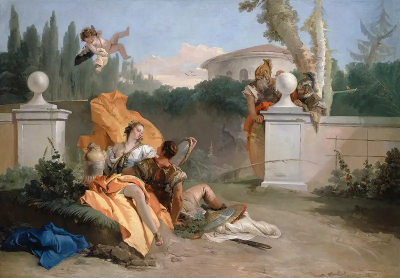 Rinaldo och Armida i hennes trädgård av Giovanni Battista Tiepolo