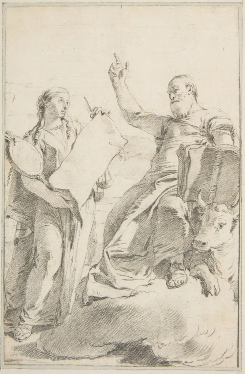 Sankt Lukas med en kvinnlig allegorisk figur av Giovanni Battista Tiepolo