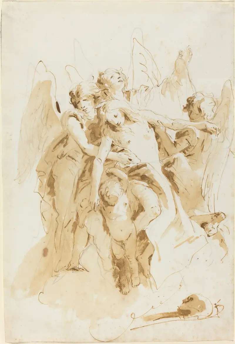 Den heliga Maria Magdalena lyfts av änglar av Giovanni Battista Tiepolo