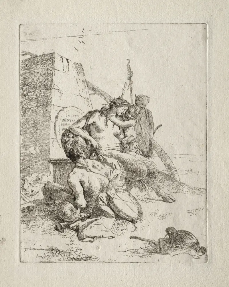 Fantasieszenen; Satyrfamilie mit Obelisk von Giovanni Battista Tiepolo