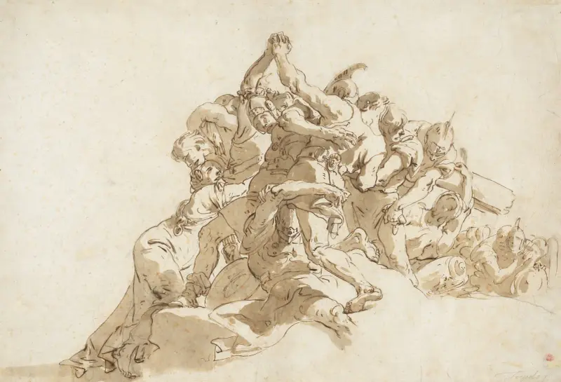 Soldater som försöker hindra två män från att slåss av Giovanni Battista Tiepolo