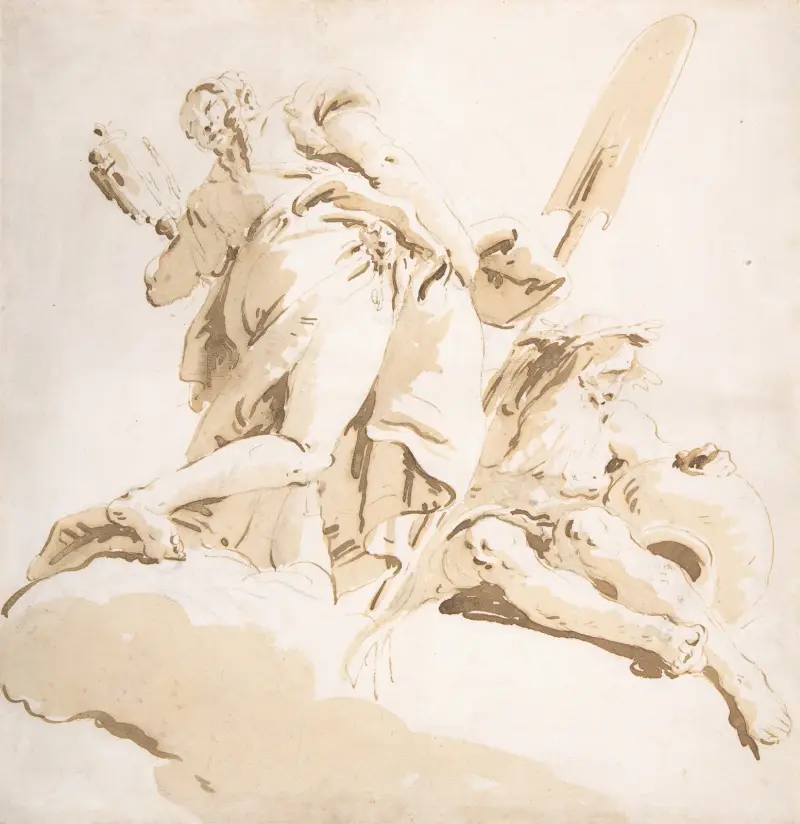 Stående figur av Prudentia och en sittande flodgud av Giovanni Battista Tiepolo