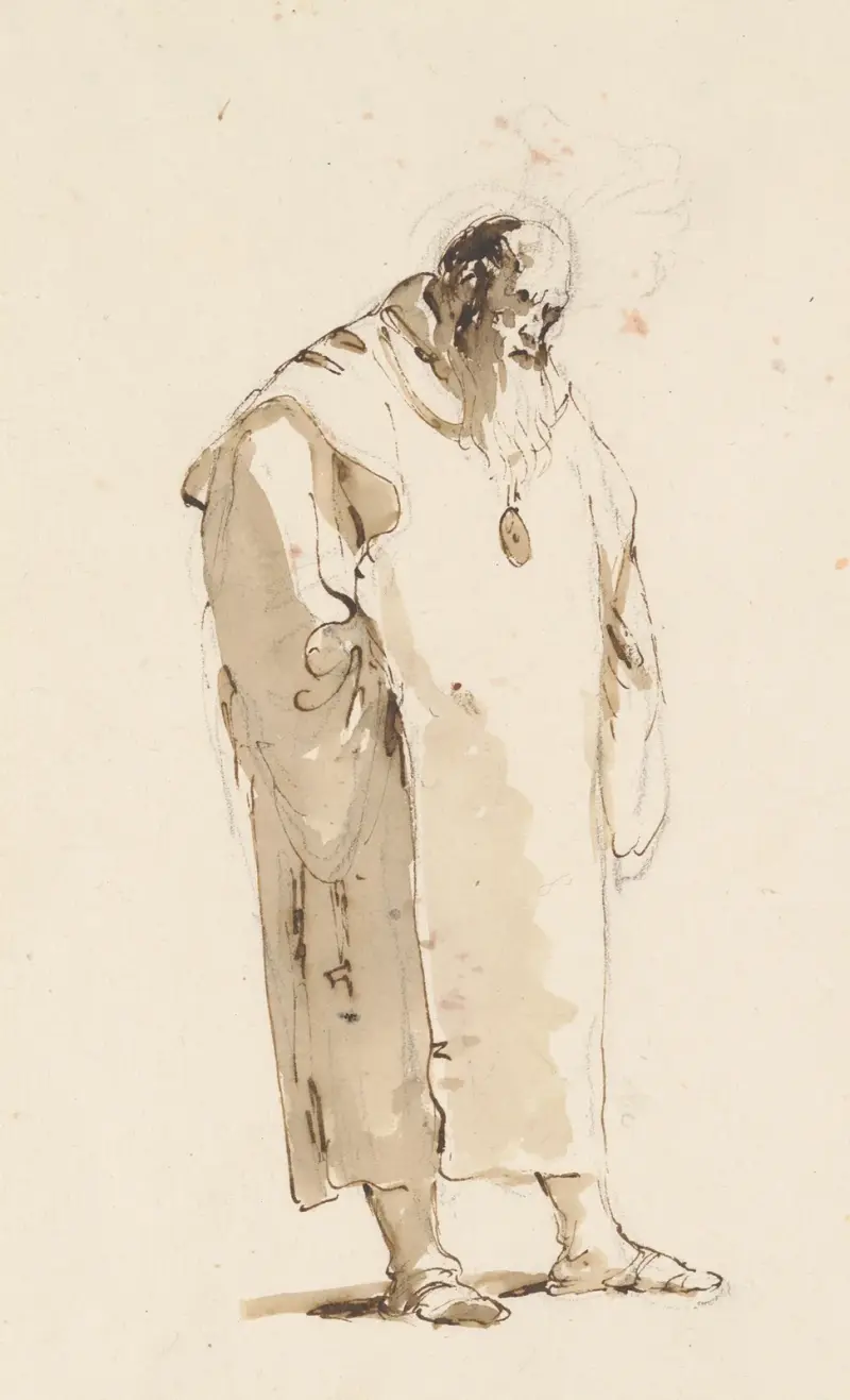 Stående man, vänd halvt åt höger av Giovanni Battista Tiepolo