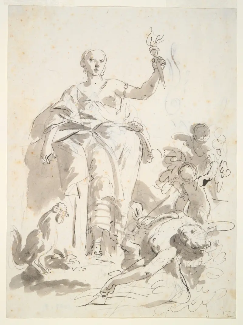 Study for the fresco Industry Triumphing over Idleness, at the Villa Lochi al Biron av Giovanni Battista Tiepolo