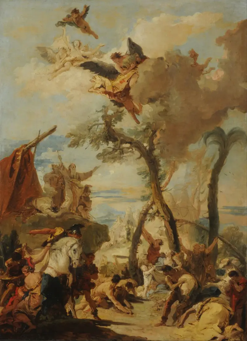 Hebréerna samlar manna i öknen av Giovanni Battista Tiepolo