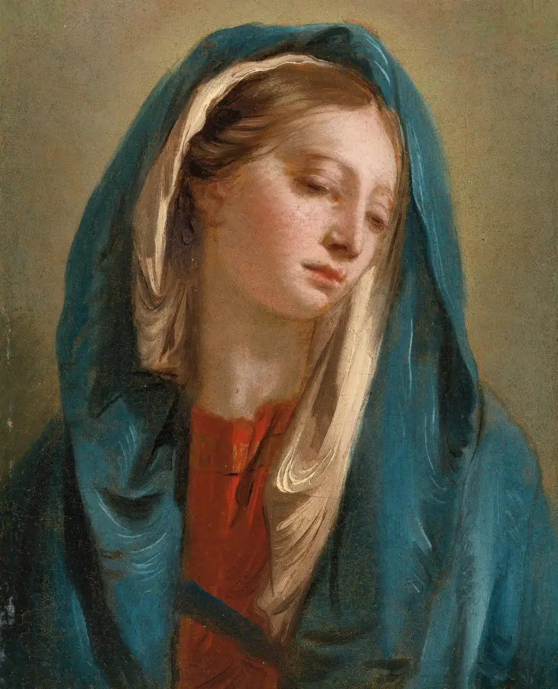 The Madonna Facing Front And Wearing A Blue Cloak av Giovanni Battista Tiepolo