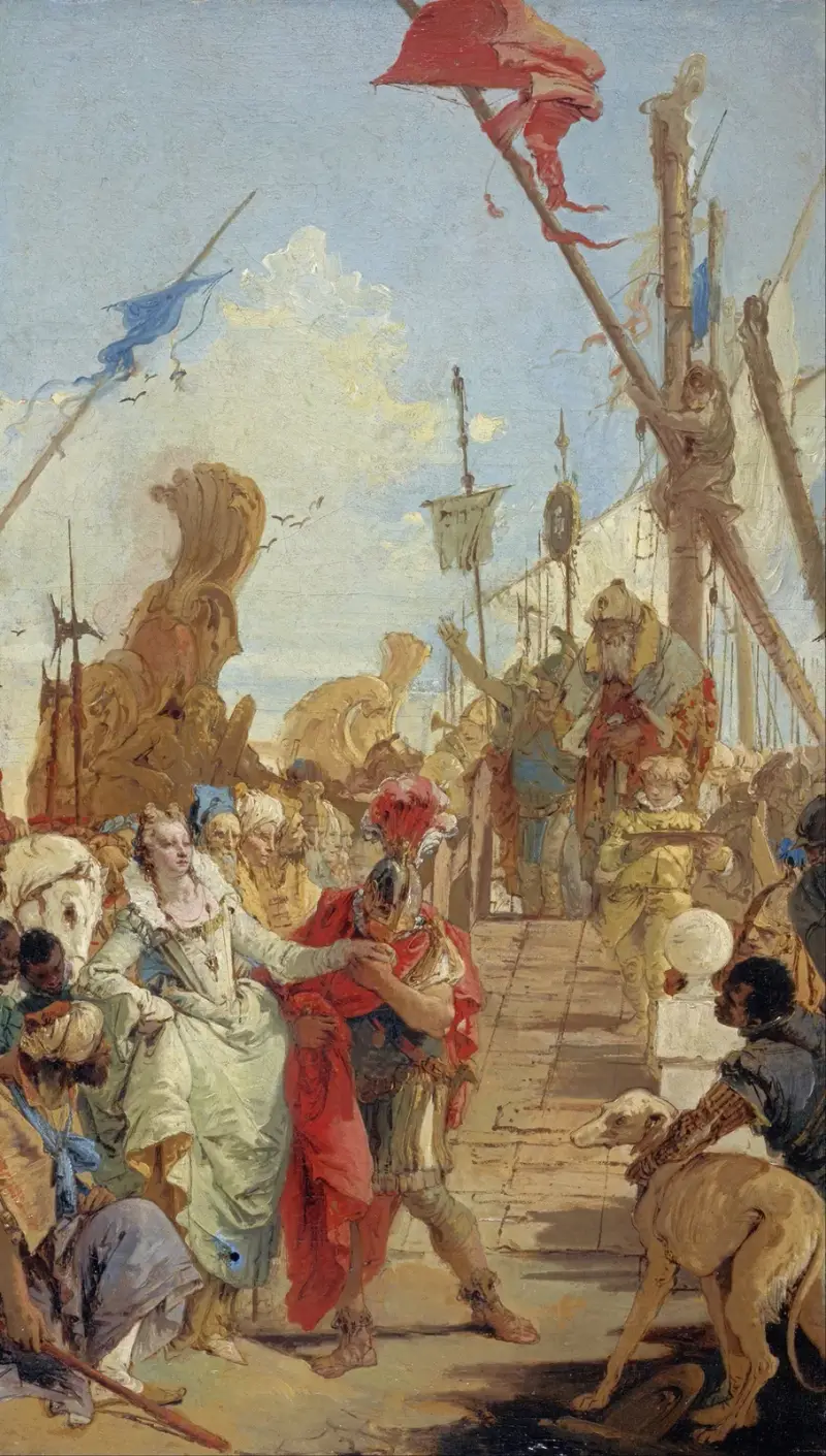 Mötet mellan Antonius och Kleopatra av Giovanni Battista Tiepolo
