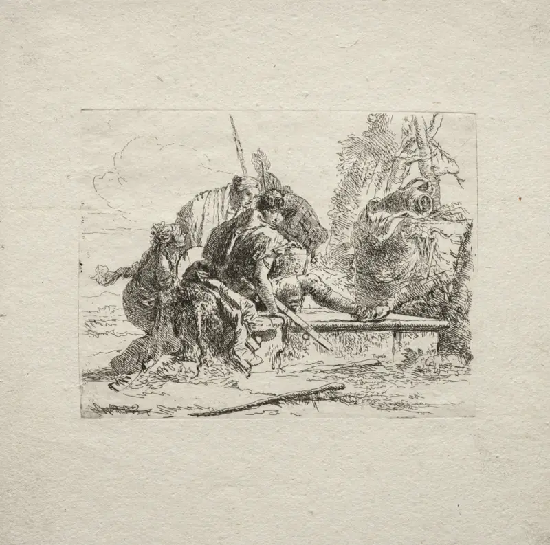 De två soldaterna och de två kvinnorna av Giovanni Battista Tiepolo