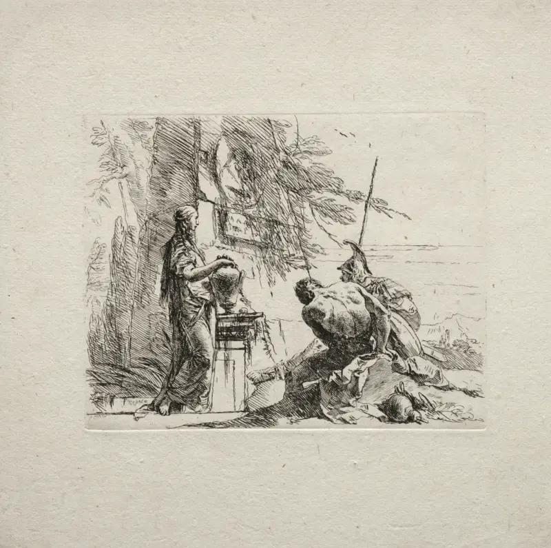 The Woman Standing with Hands on a Vase av Giovanni Battista Tiepolo
