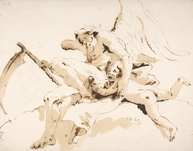 Time Seated, Clutching a Putto av Giovanni Battista Tiepolo