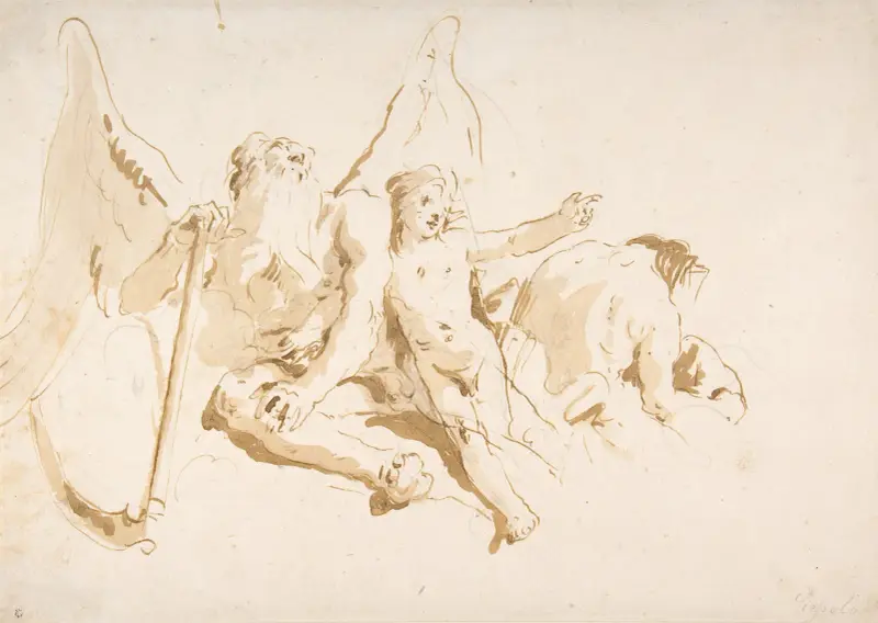 Time Seated, with Two Attendant Figures av Giovanni Battista Tiepolo