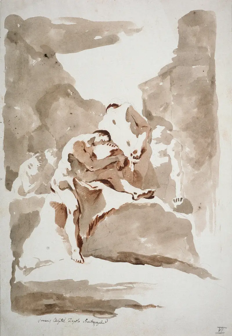 Fyra akter i ett landskap av Giovanni Battista Tiepolo