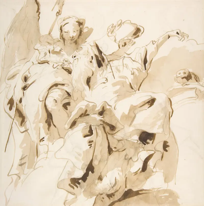 Dygden kröner en skäggig man av Giovanni Battista Tiepolo