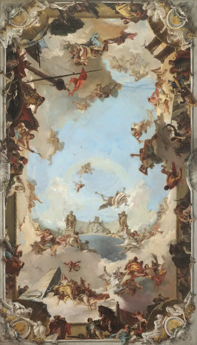 Den spanska monarkins rikedom och förmåner under Karl III av Giovanni Battista Tiepolo