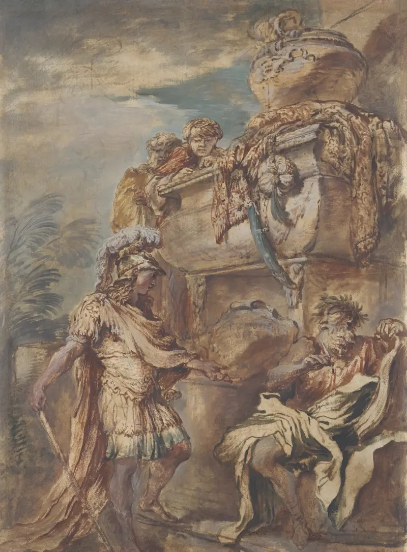 Alexander vid Kyros grav av Giovanni Benedetto Castiglione