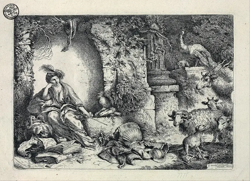 Kirke förvandlar Odysseus kamrater till djur av Giovanni Benedetto Castiglione