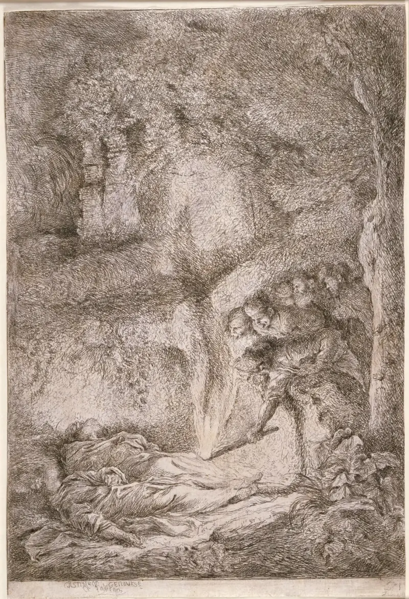 Upptäckten av de heliga Petrus och Paulus kroppar av Giovanni Benedetto Castiglione