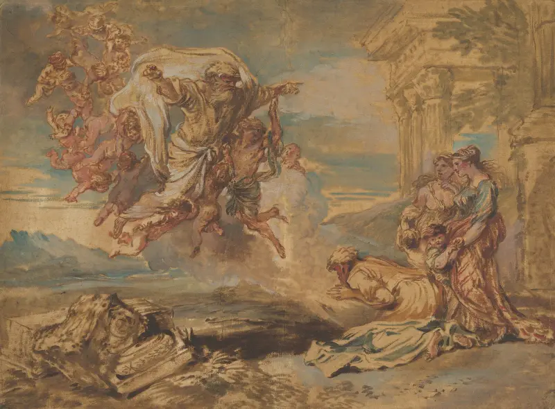 Gud Fadern uppenbarar sig för Jakob av Giovanni Benedetto Castiglione