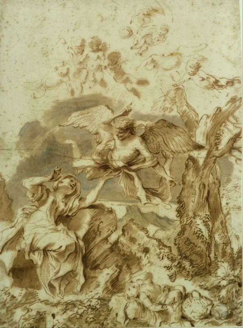 Hagar und Ismael in der Wüste von Giovanni Benedetto Castiglione