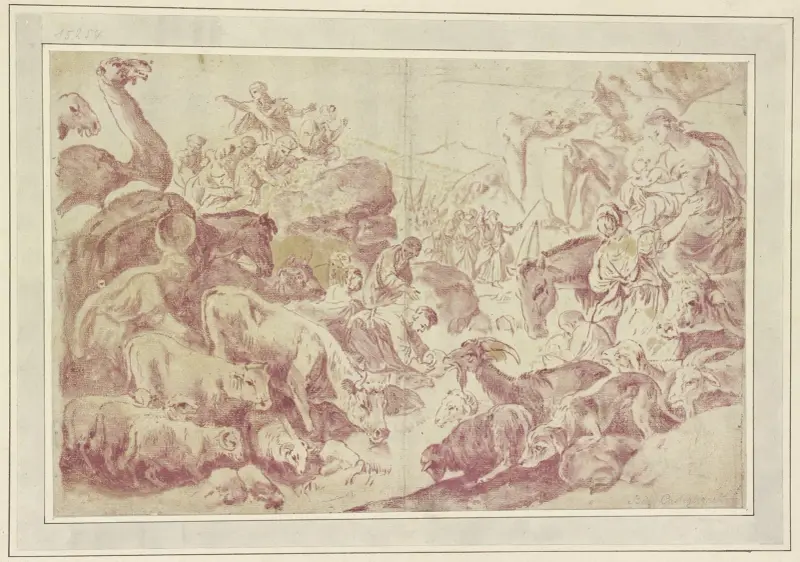 Moses’s spring water miracle av Giovanni Benedetto Castiglione