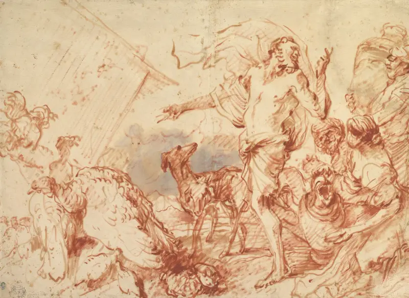 Noa går in i arken av Giovanni Benedetto Castiglione