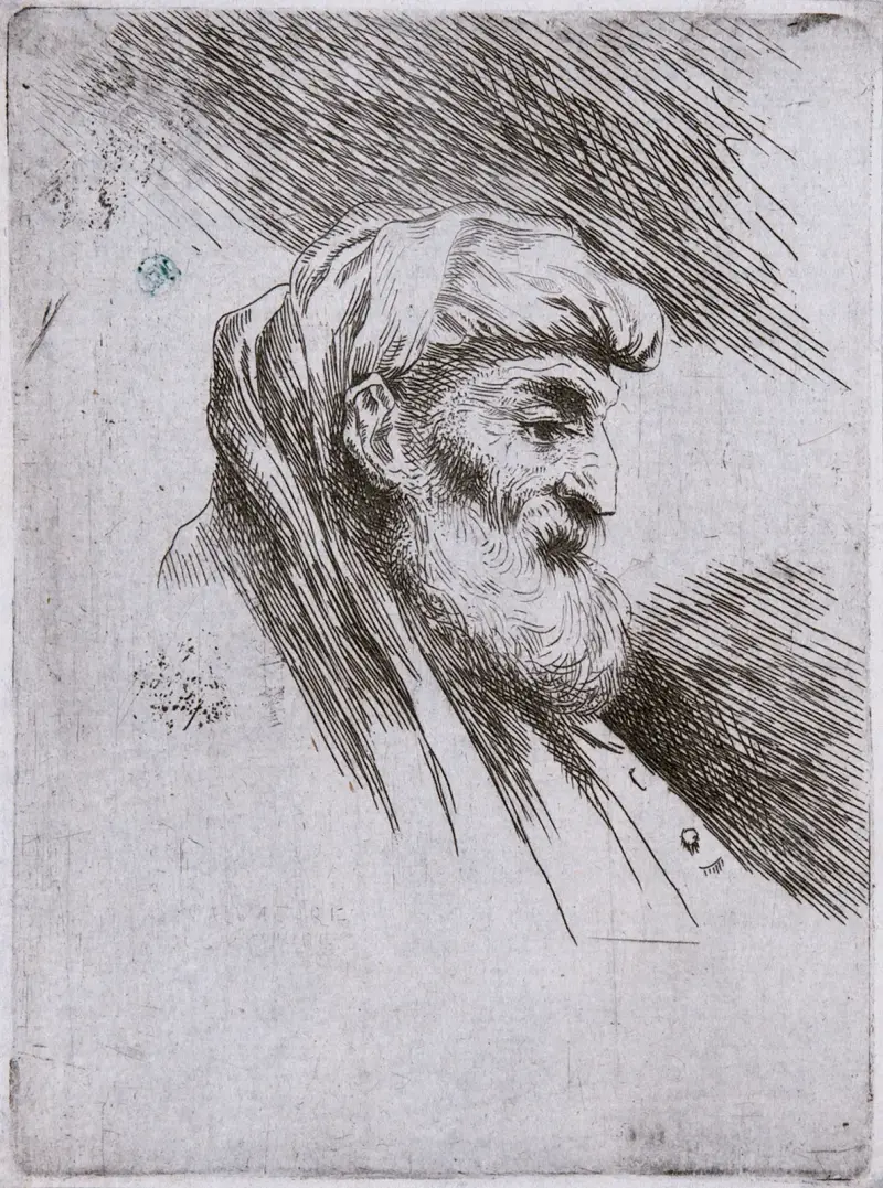 Old Bearded Man in Profile av Giovanni Benedetto Castiglione