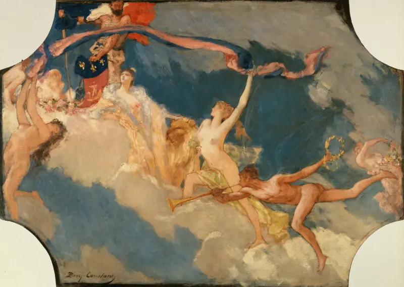 La Ville de Paris conviant le monde à ses fêtes, 1889 av Jean-Joseph-Benjamin Constant