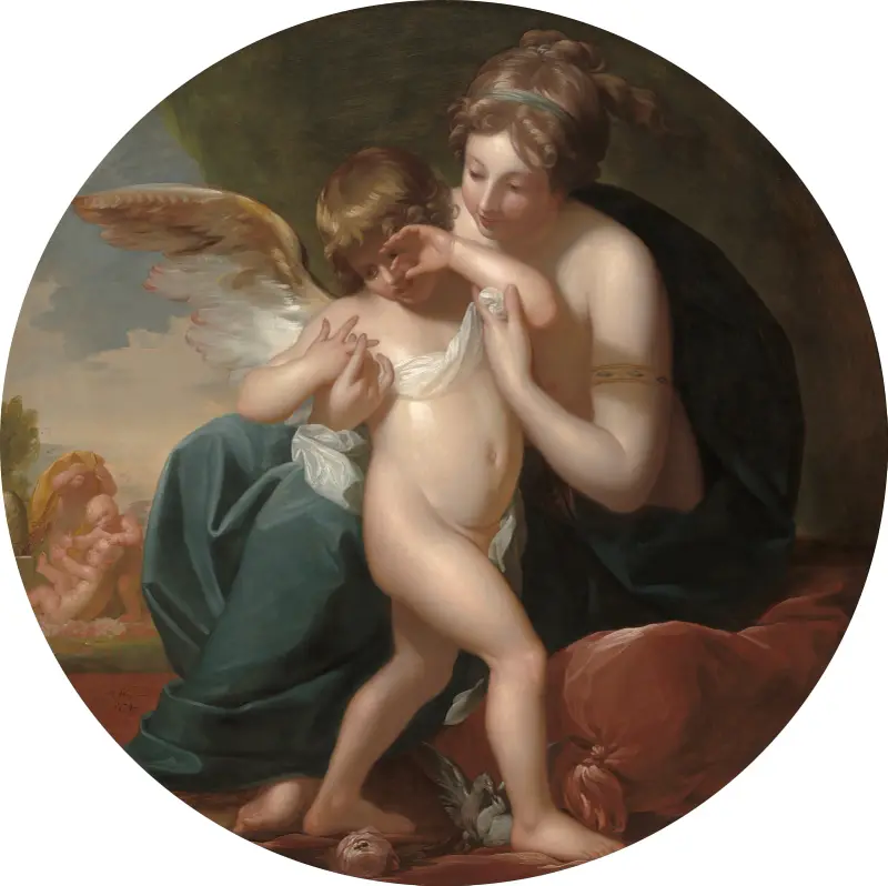 Cupid,Stung by a Bee, Is Cherished by his Mother av Benjamin West