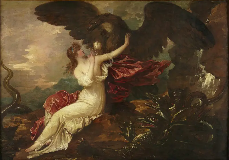 Örnen bär skålen till Psyche av Benjamin West