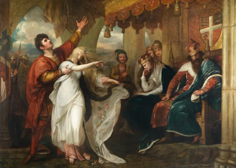 Hamlet; Akt IV, Szene V (Ophelia vor dem König und der Königin) von Benjamin West