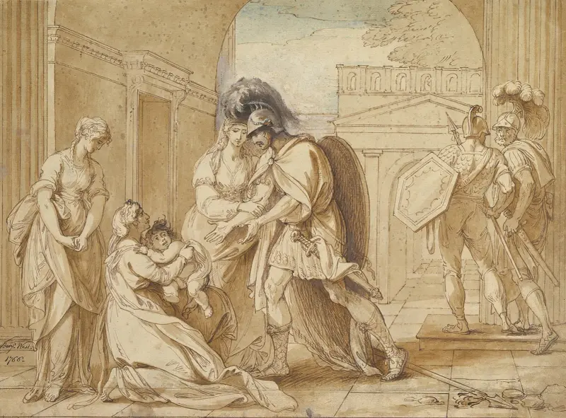 Hektor tar farväl av Andromache; Astyanax förskräckelse av Benjamin West