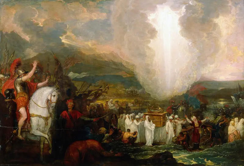 Joshua passing the River Jordan with the Ark of the Covenant av Benjamin West