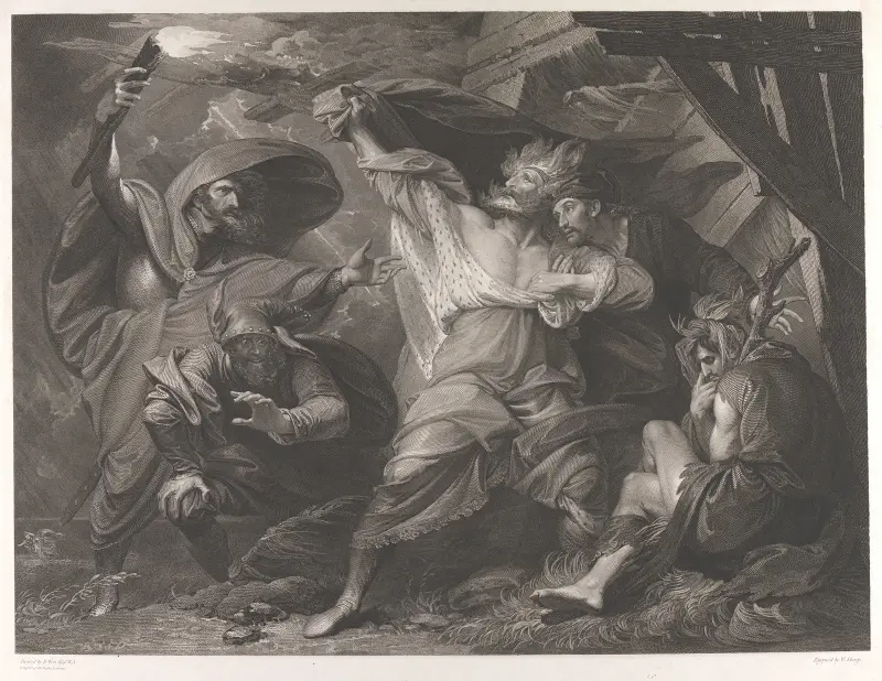 Kung Lear; akt III, scen IV av Benjamin West