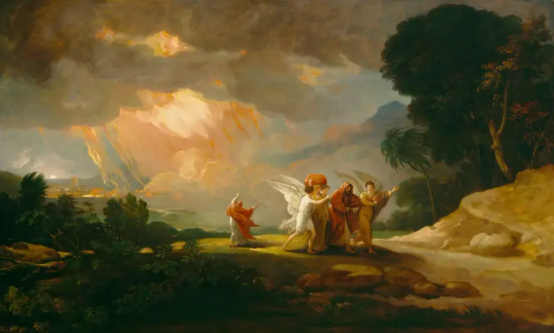 Lot flyr från Sodom av Benjamin West