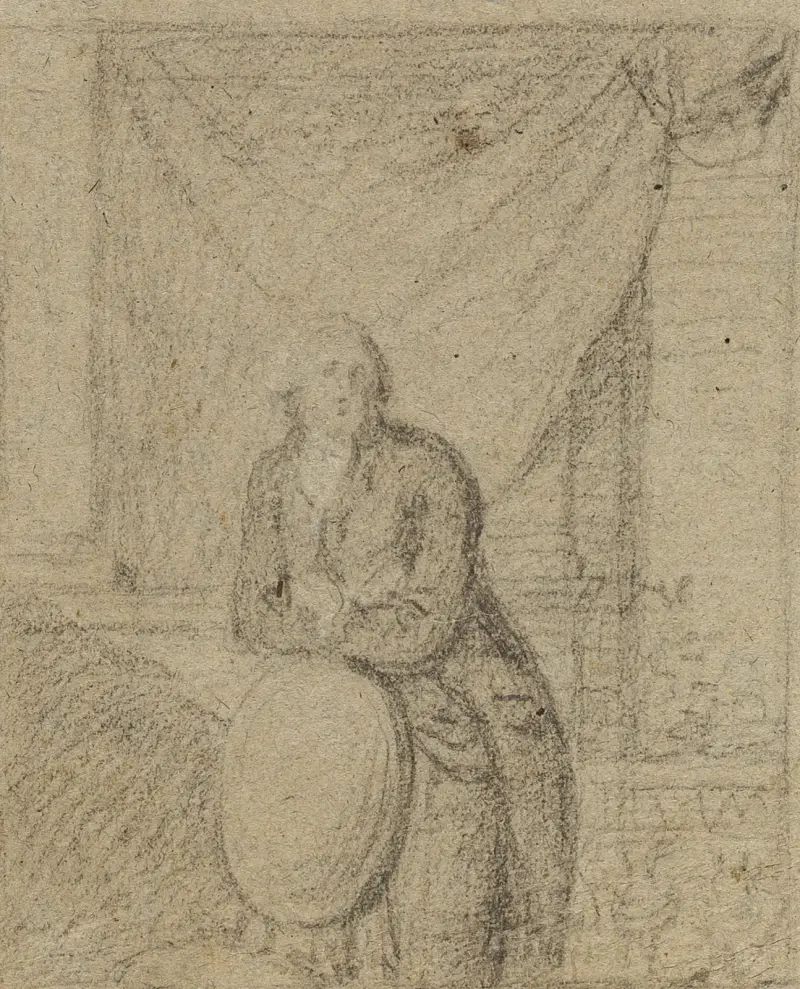 Porträtt av en man stående framför ett fönster av Benjamin West