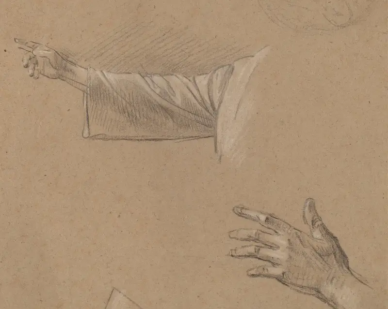 Studie av en högerarm och en vänsterhand av Benjamin West