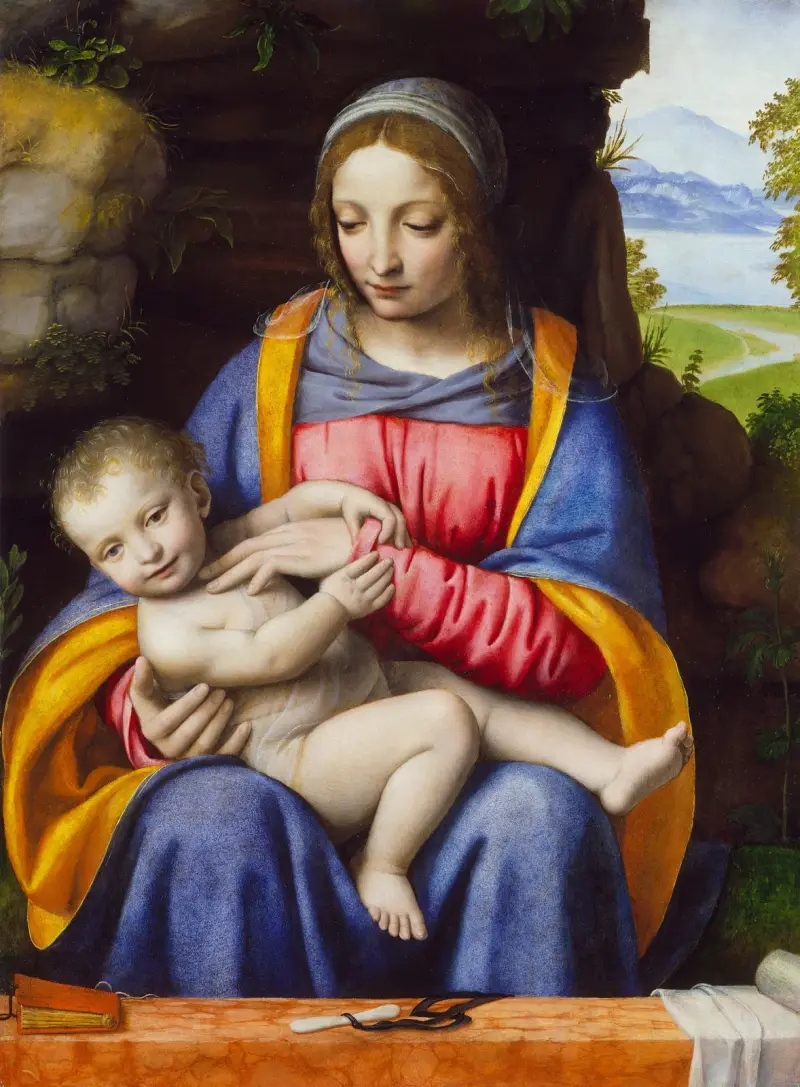 The Virgin and Child in a Landscape av Bernardino Luini