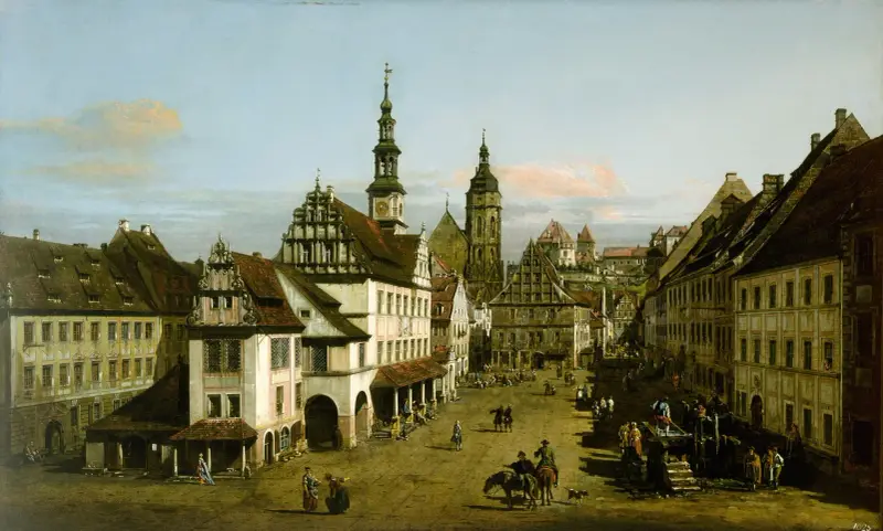 The Marketplace at Pirna av Bernardo Bellotto