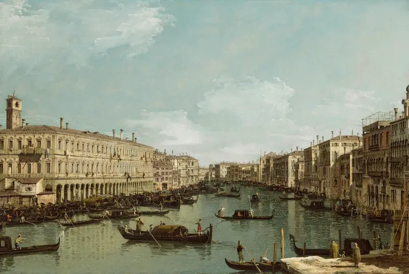 Venedig, Canal Grande mot norr från Rialtobron av Bernardo Bellotto