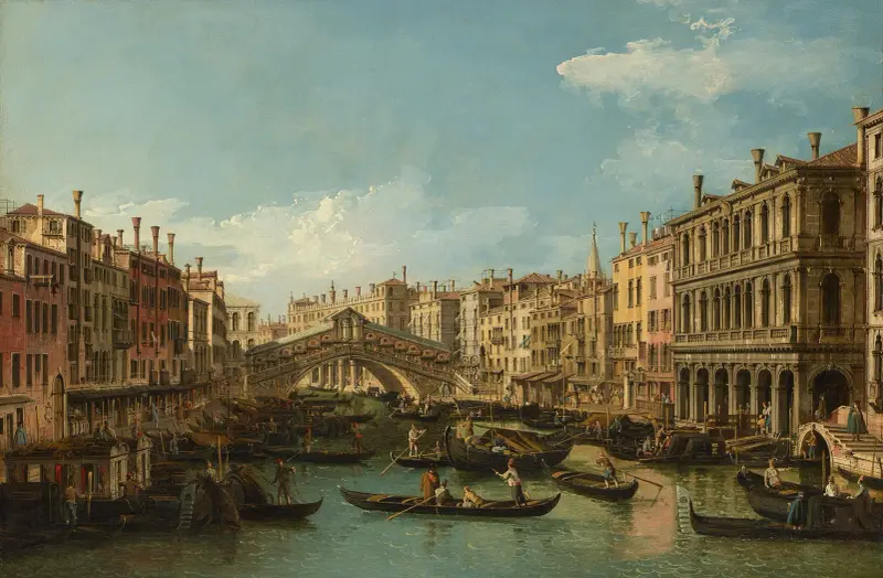 Venice, the Grand Canal with the Rialto Bridge seen from the South av Bernardo Bellotto