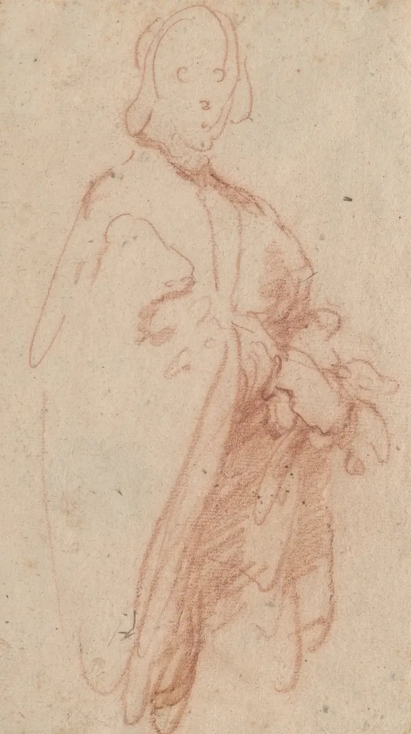 Stehender Mann mit Mantel und Handschuhen von Bernardo Strozzi