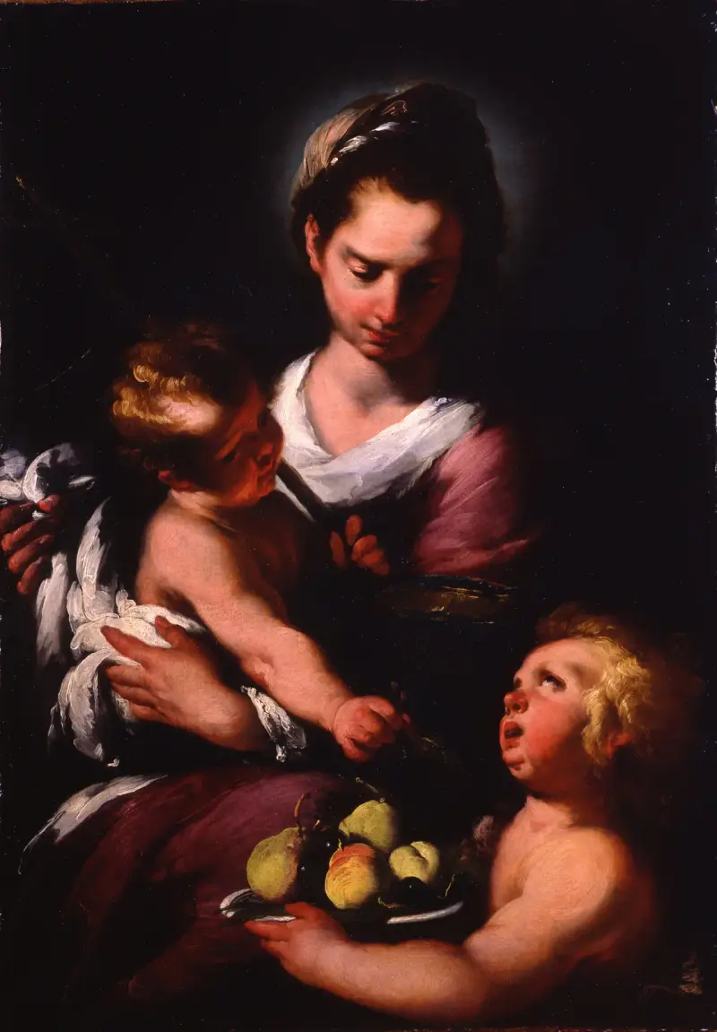 The Virgin and Child with the Infant Saint John av Bernardo Strozzi