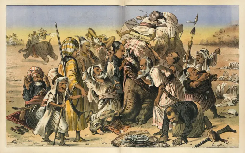 Snubblande i en farlig position av Bernhard Gillam