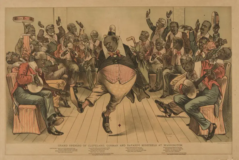 Grand opening of Cleveland, Gorman and Bayard’s minstrels at Washington. av Bernhard Gillam