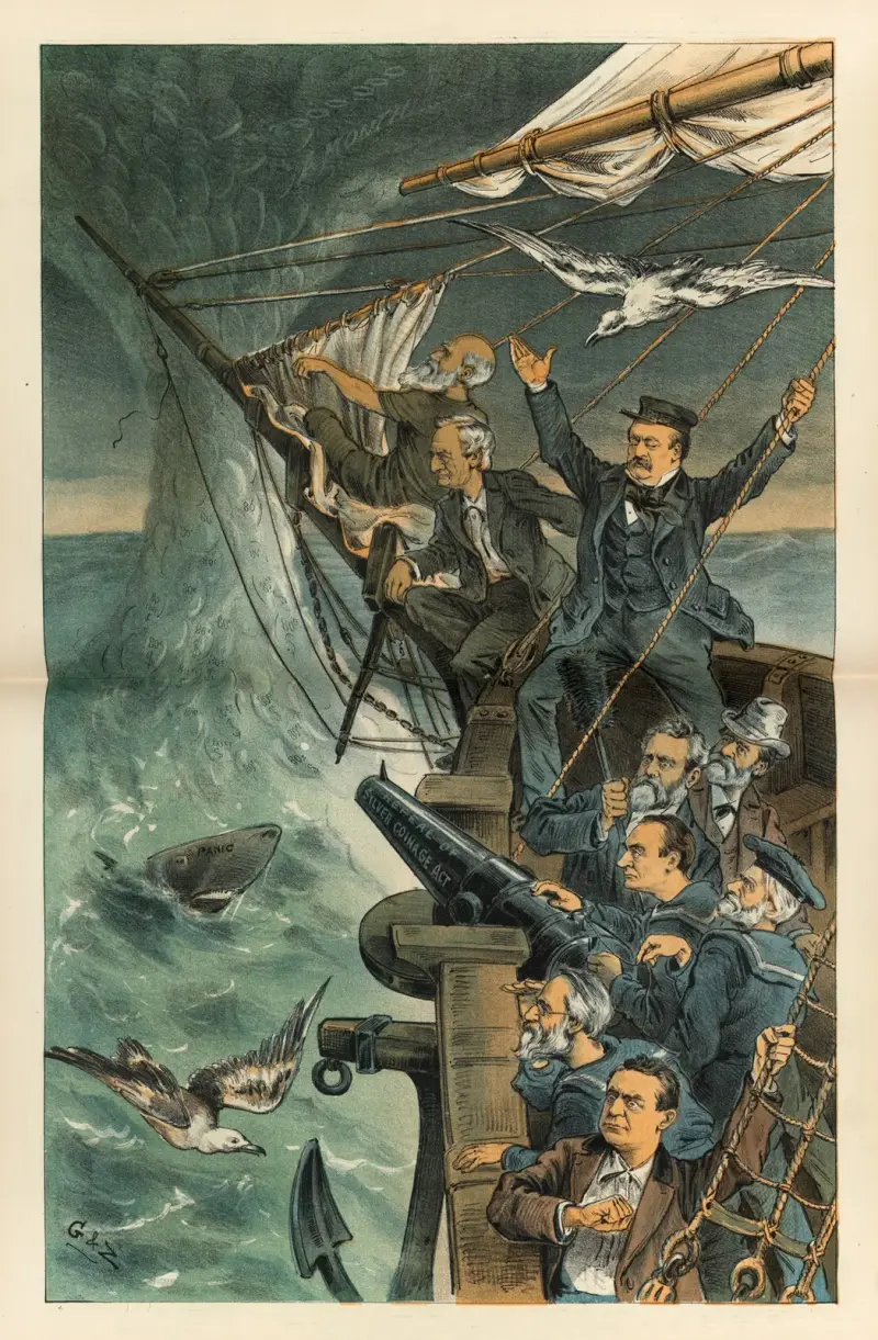 Our good ship ‘National Credit’ in danger from a silver-spout, 1885 – nr 2 av Bernhard Gillam
