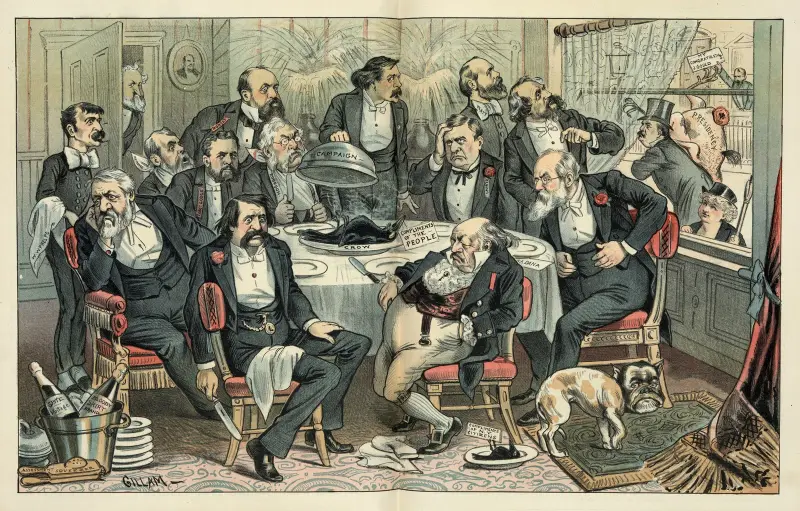 Tacksägelsedagen, 1884 – 'låt oss vara tacksamma!' av Bernhard Gillam