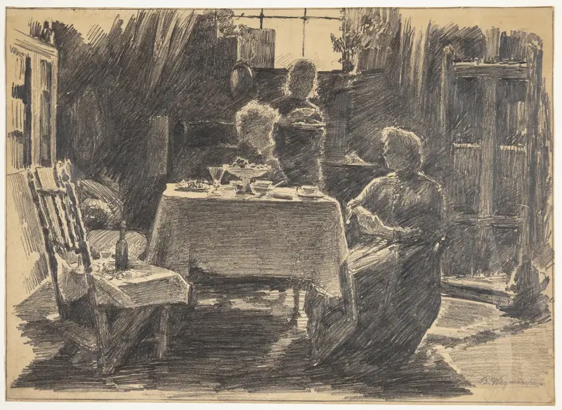 Eftermiddagste i kunstnerens atelier av Bertha Wegmann