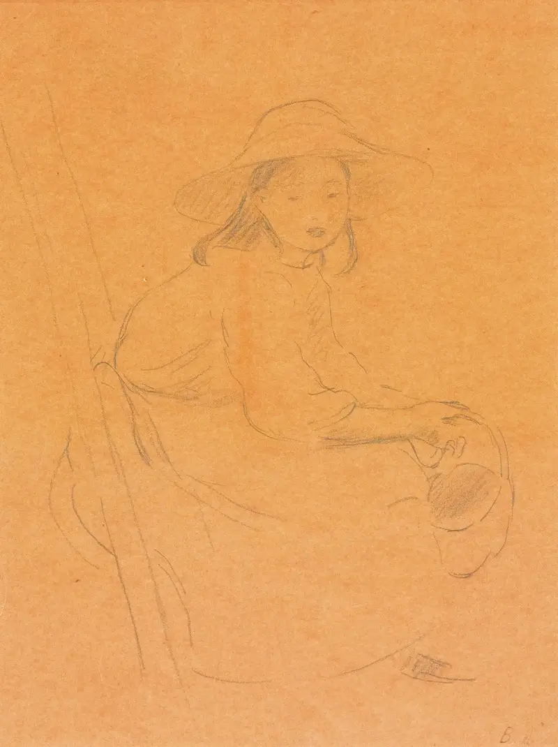Jeune Fille Assis Sur Une Échelle av Berthe Morisot