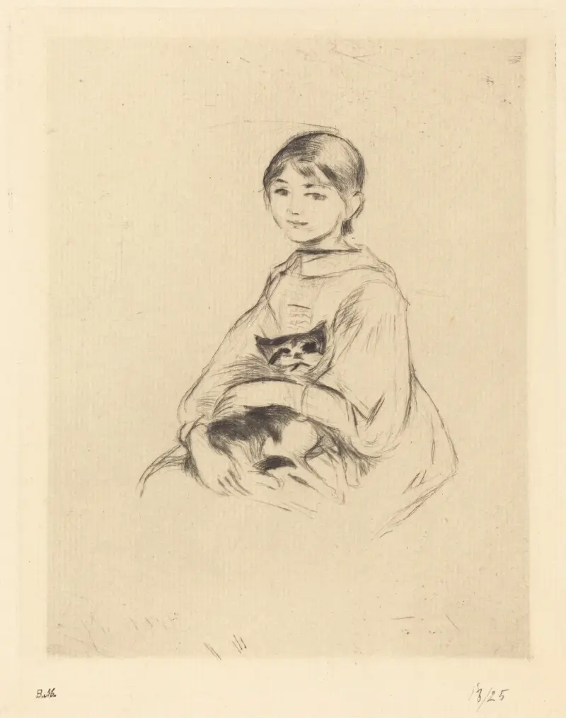 Little Girl with Cat av Berthe Morisot