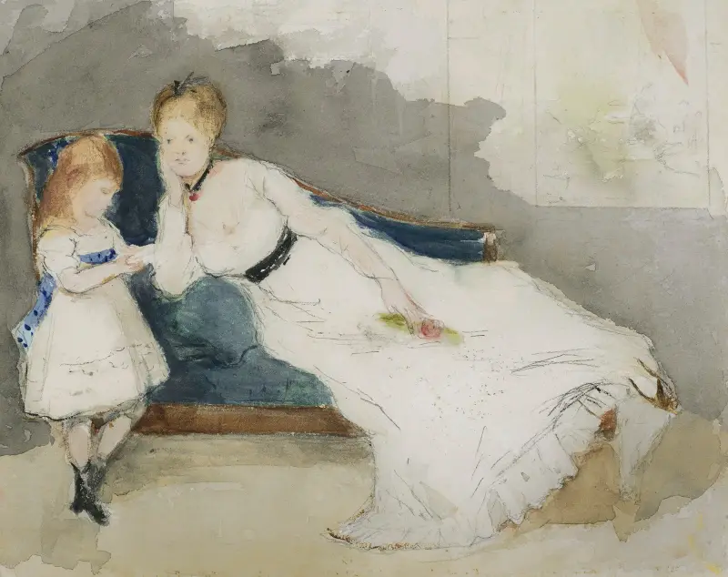 Madame Gobillard och hennes dotter Paule av Berthe Morisot